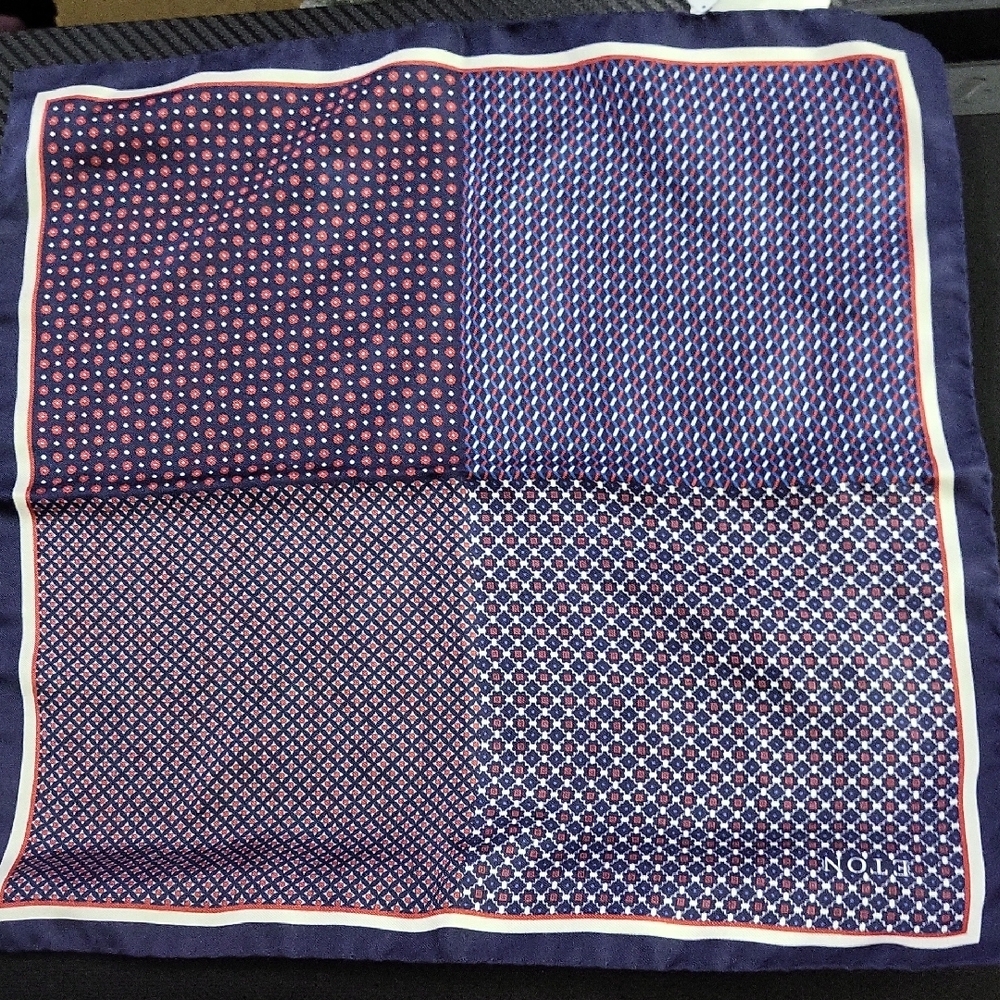 Nwt Eton Navy Red And White Pocket Square